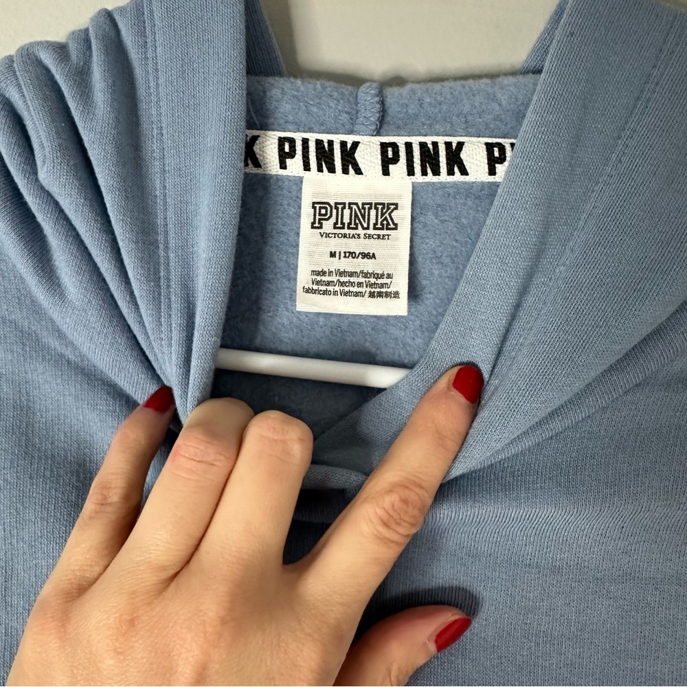 PINK Cropped Velvet Hoodie - Picture 5 of 5